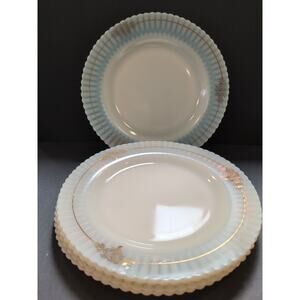 SET OF 5 MACBETH EVANS MONAX PETALWARE REGENCY GOLD TRIM 9" LUNCHEON PLATES
